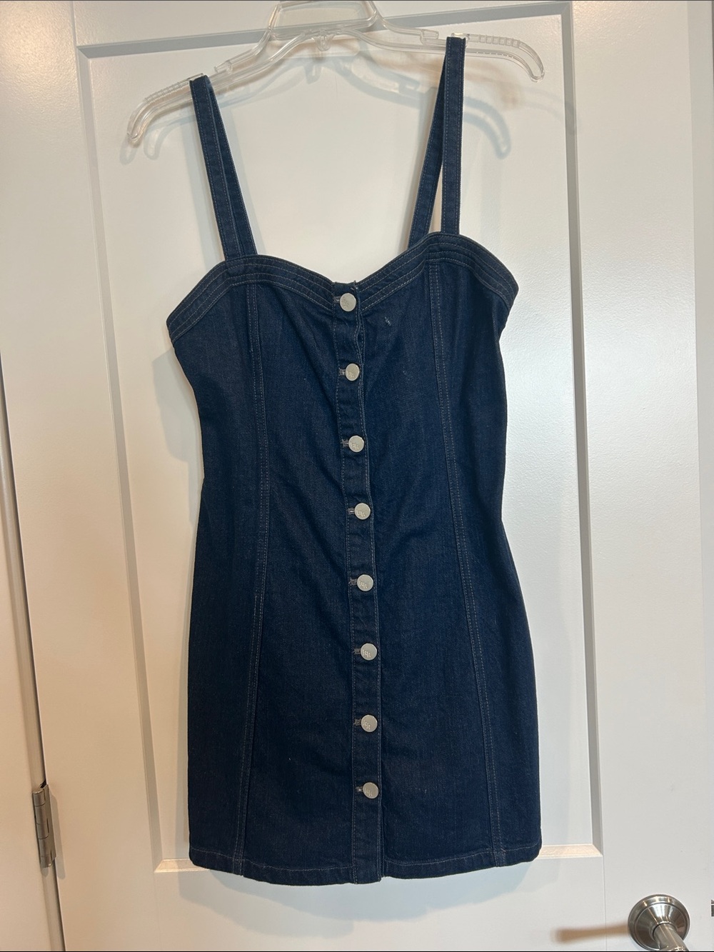 Kendall + Kylie Denim Button-Front Mini Dress - Dark Blue